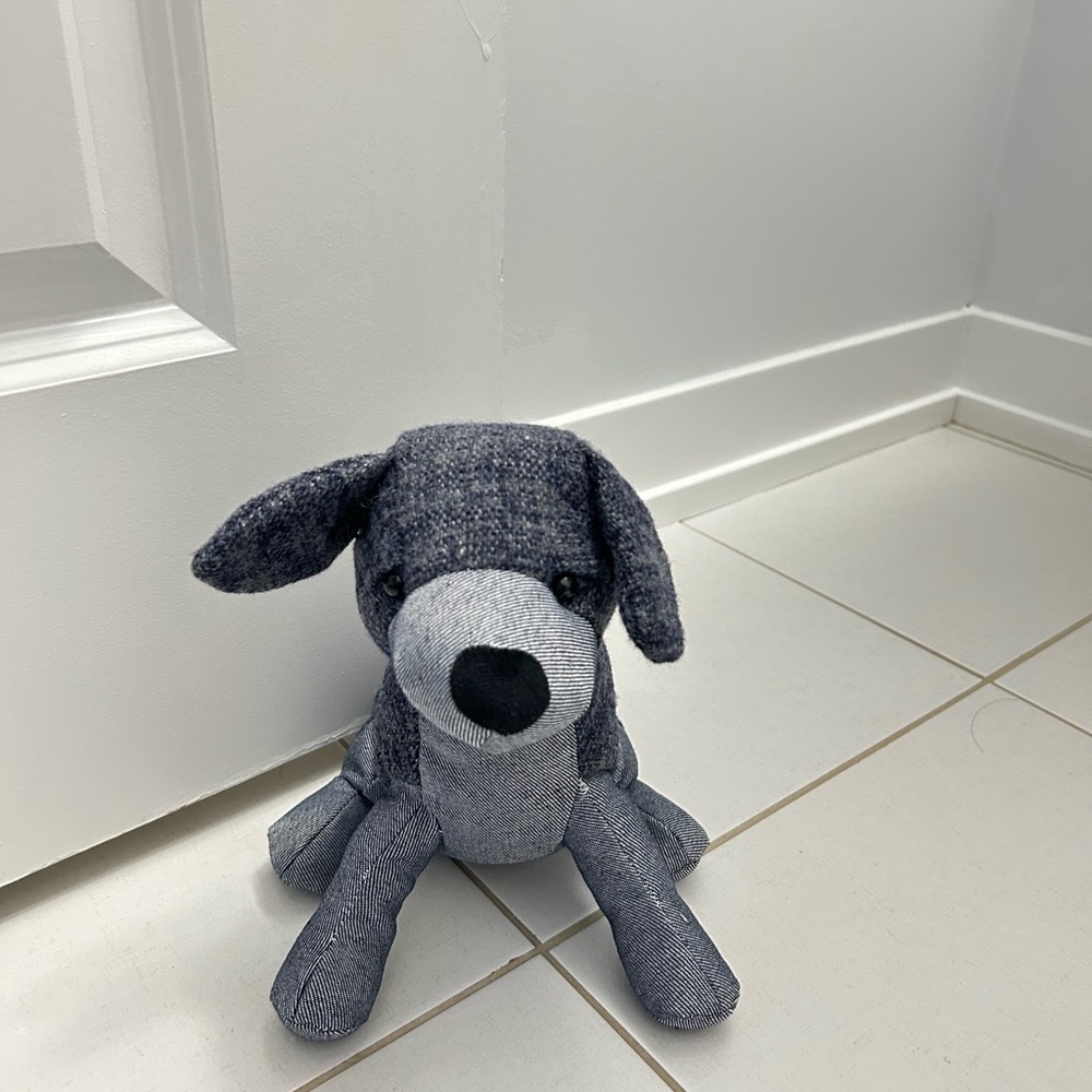 Preowned Navy Cute Dog Door Stopper Decorative for Home & Office great condition